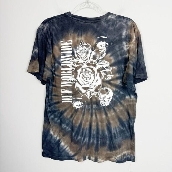 HUF WORLDWIDE | Dark Blue & Taupe Tie Dye Crewneck T-Shirt Men’s Size Medium - Picture 6 of 8
